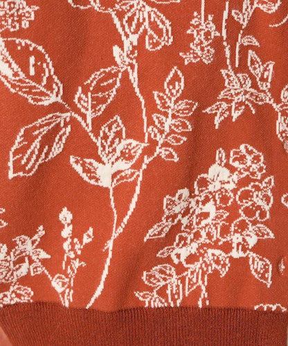 植物花紋提花兩用針織衫（開衫・套頭衫）