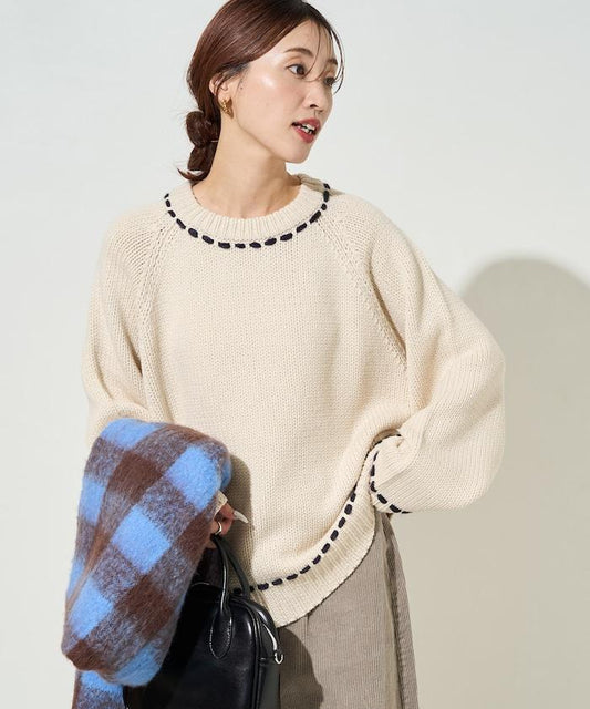 手工縫製圓領套頭衫