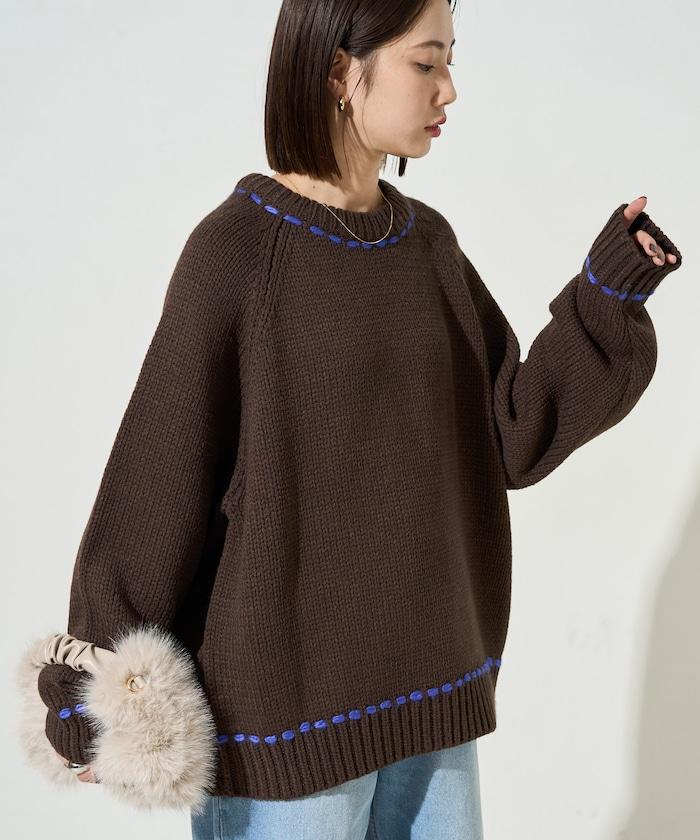 手工縫製圓領套頭衫