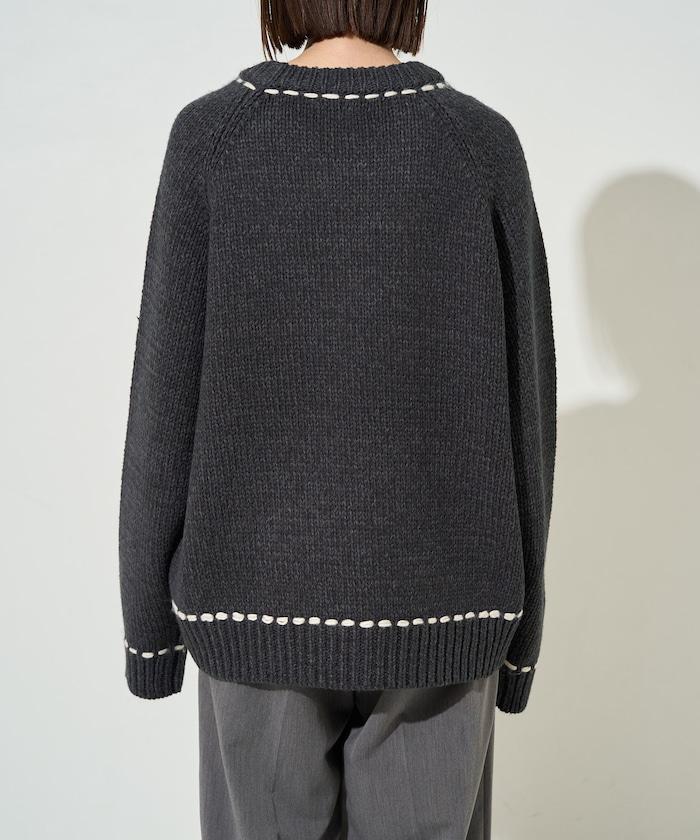 手工縫製圓領套頭衫