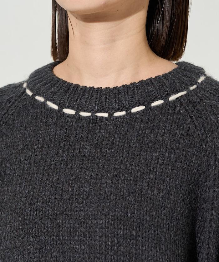 手工縫製圓領套頭衫