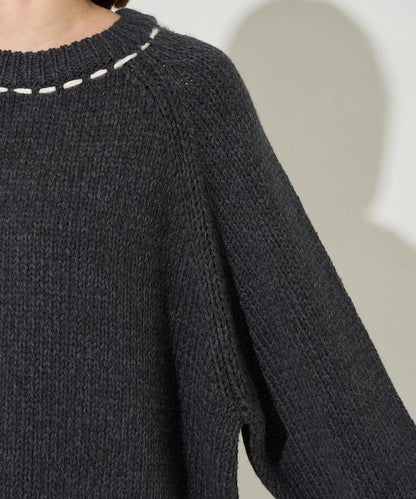 手工縫製圓領套頭衫