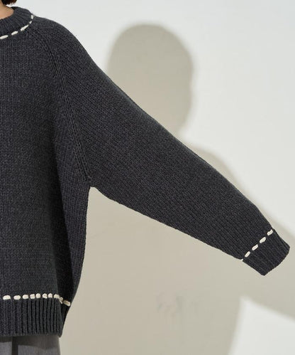 手工縫製圓領套頭衫