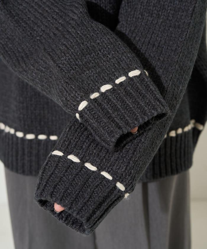 手工縫製圓領套頭衫