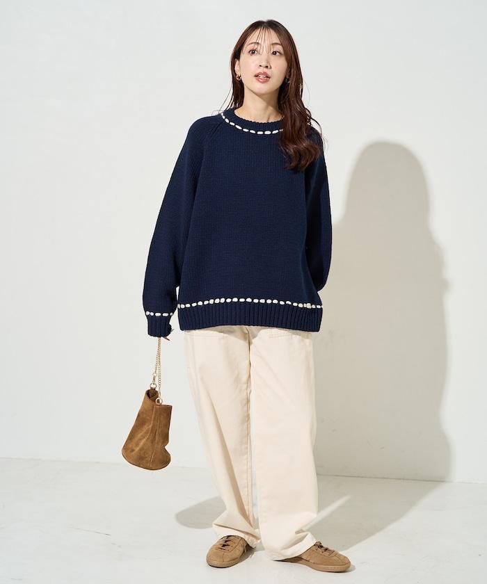 手工縫製圓領套頭衫