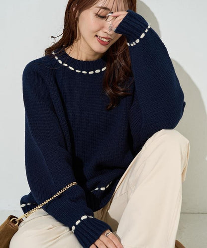 手工縫製圓領套頭衫