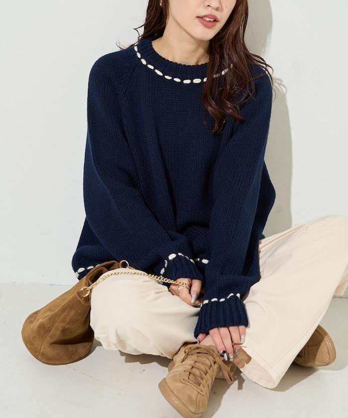 手工縫製圓領套頭衫