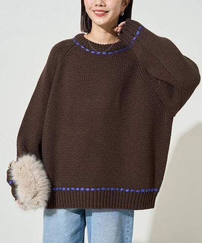 手工縫製圓領套頭衫