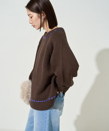 手工縫製圓領套頭衫