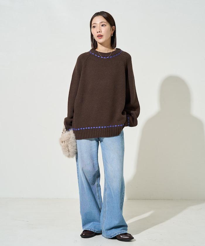 手工縫製圓領套頭衫