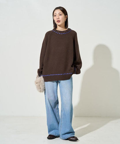 手工縫製圓領套頭衫