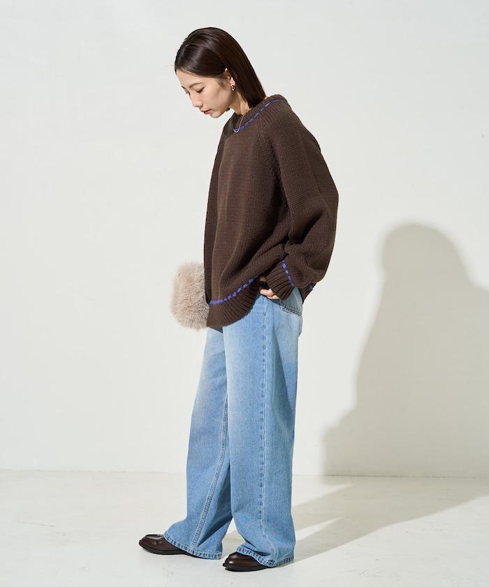 手工縫製圓領套頭衫