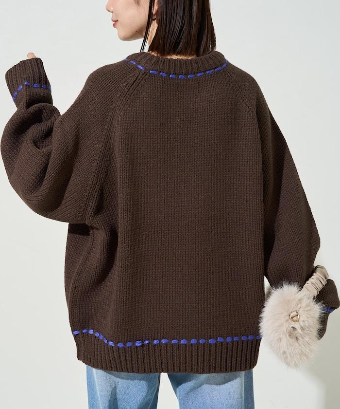 手工縫製圓領套頭衫