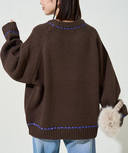 手工縫製圓領套頭衫