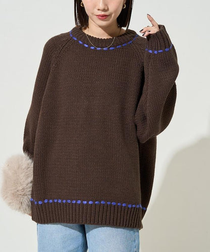 手工縫製圓領套頭衫