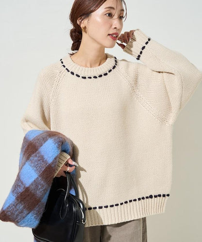 手工縫製圓領套頭衫