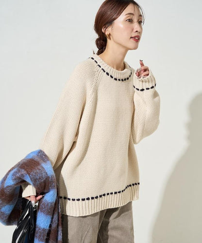 手工縫製圓領套頭衫