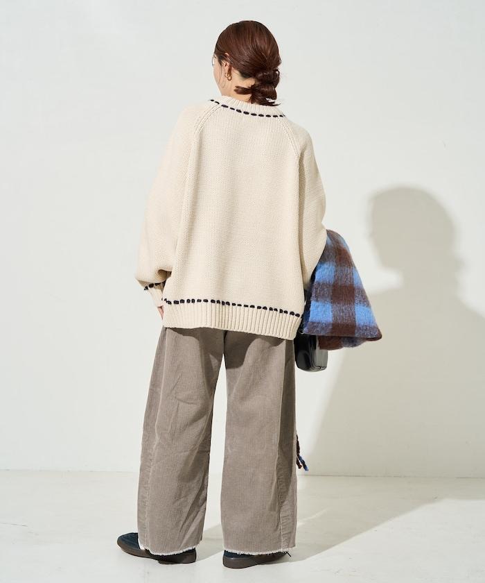 手工縫製圓領套頭衫