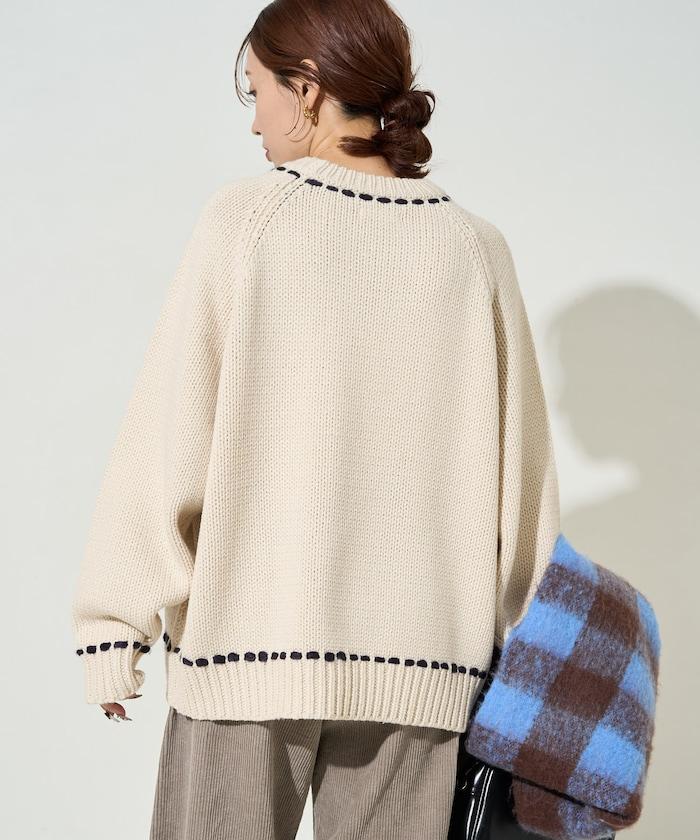 手工縫製圓領套頭衫