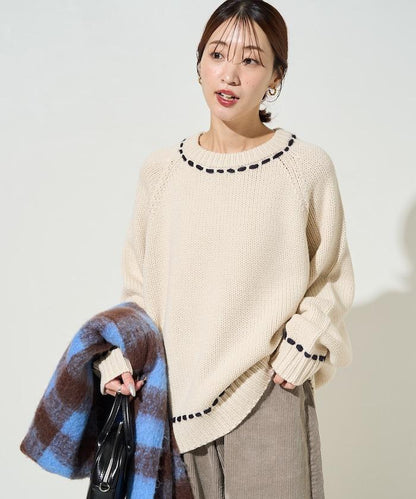 手工縫製圓領套頭衫