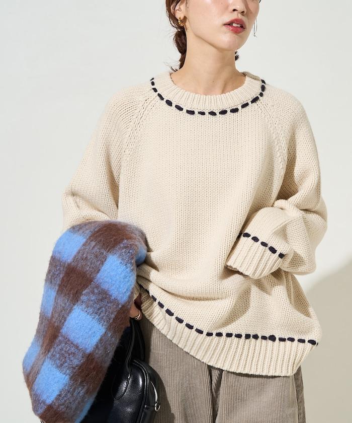 手工縫製圓領套頭衫