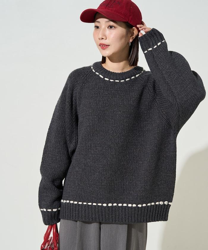 手工縫製圓領套頭衫