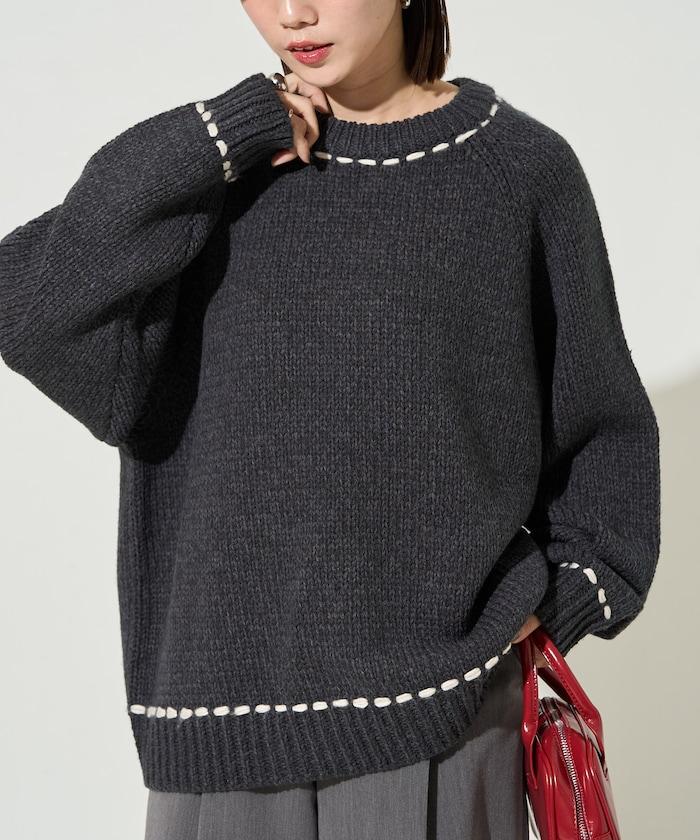 手工縫製圓領套頭衫