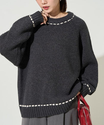 手工縫製圓領套頭衫