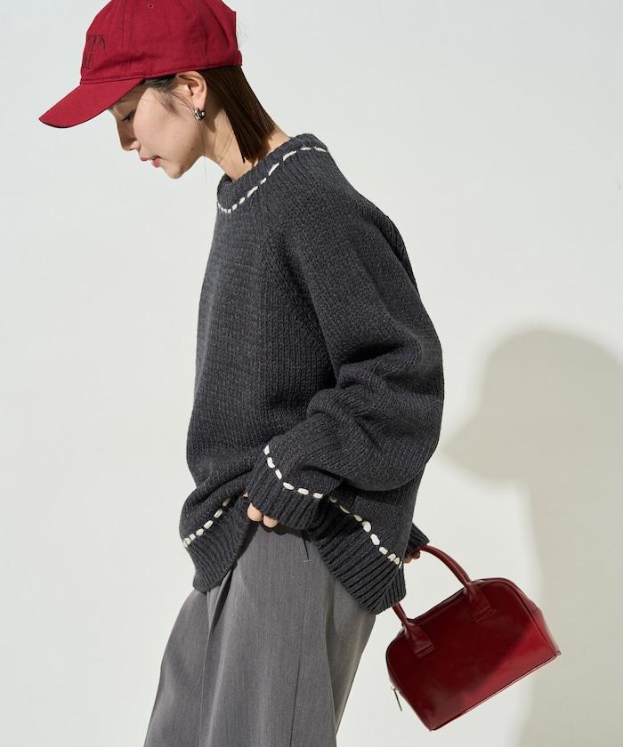 手工縫製圓領套頭衫