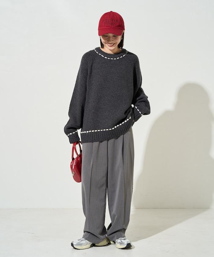 手工縫製圓領套頭衫