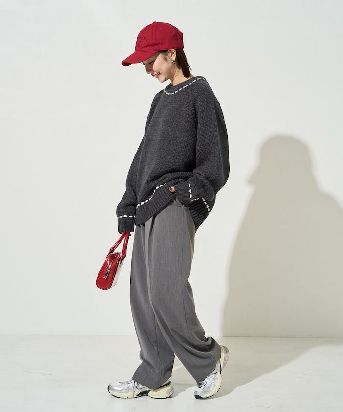 手工縫製圓領套頭衫