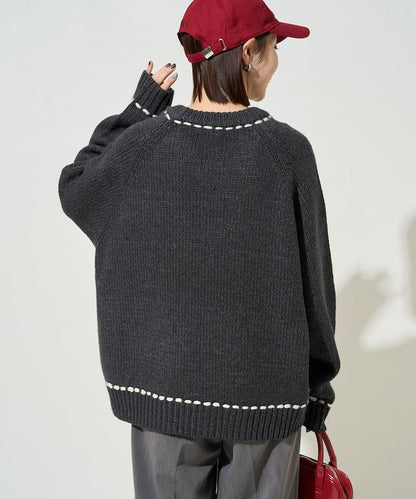 手工縫製圓領套頭衫