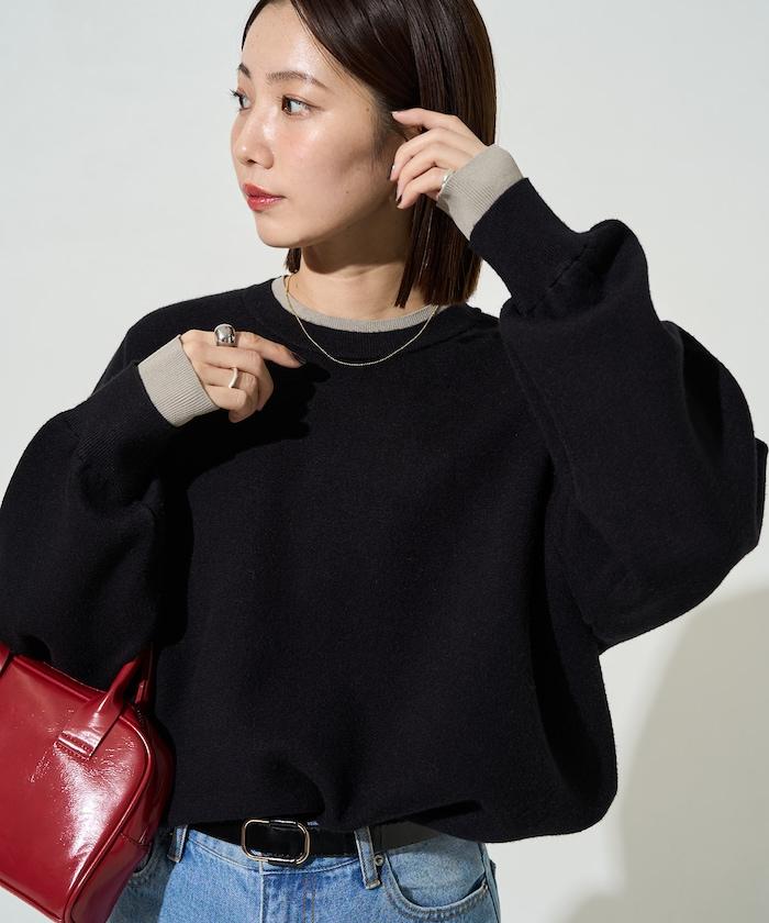 拼接配色針織套頭衫