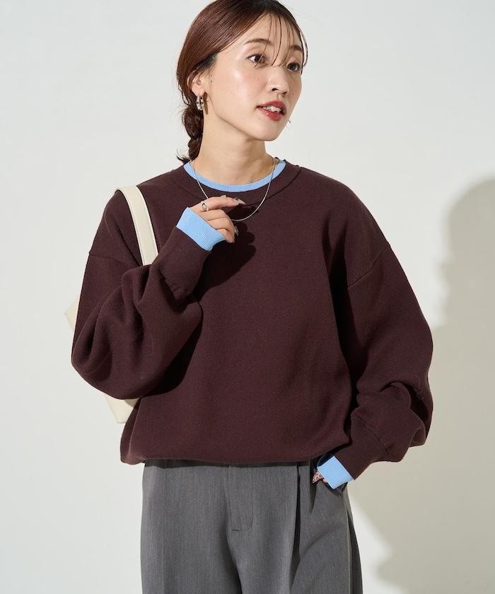 拼接配色針織套頭衫