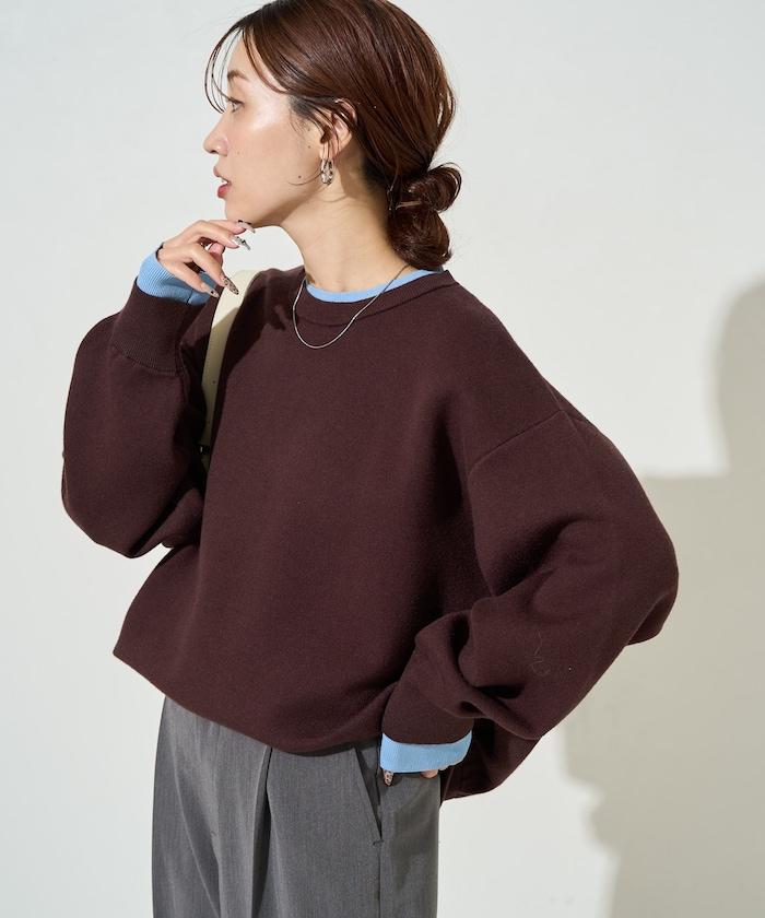 拼接配色針織套頭衫