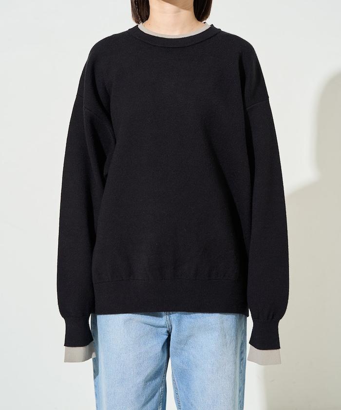 拼接配色針織套頭衫