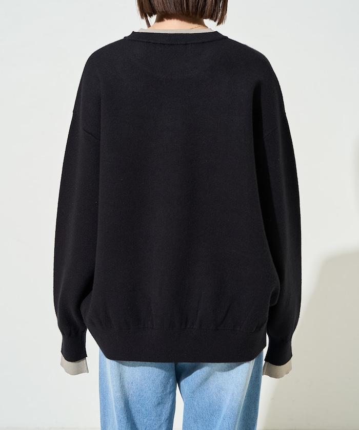 拼接配色針織套頭衫