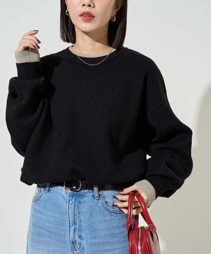 拼接配色針織套頭衫