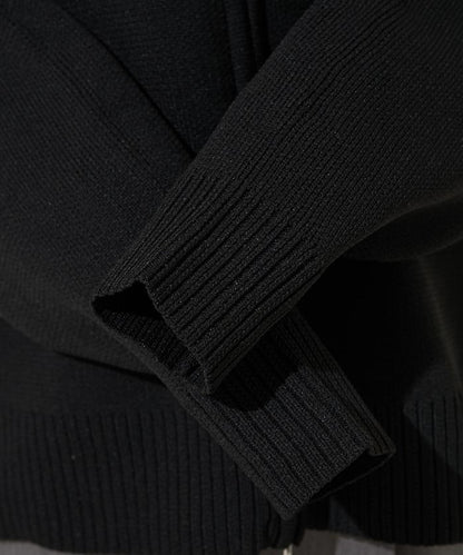 輕量針織翻領雙拉鍊開衫