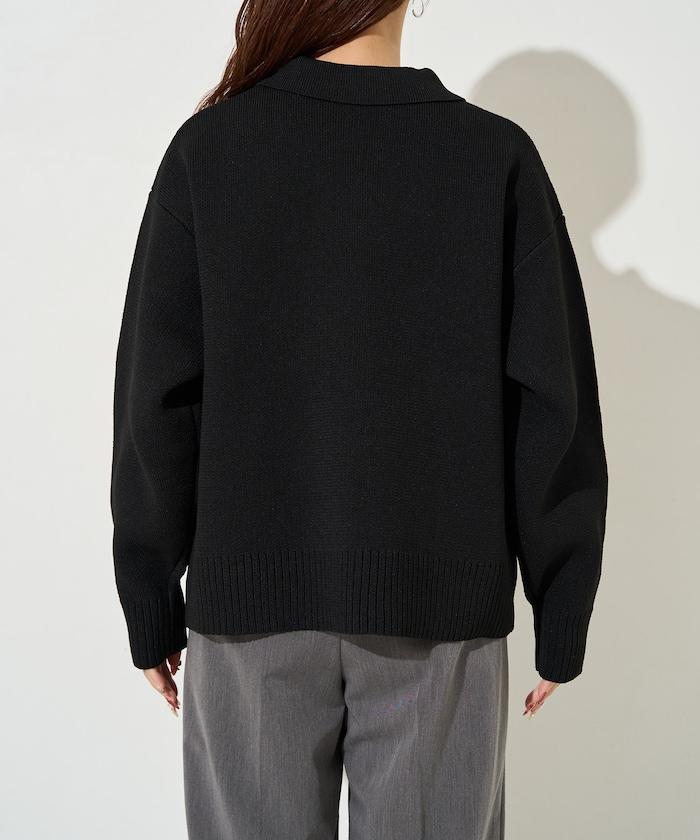 輕量針織翻領雙拉鍊開衫