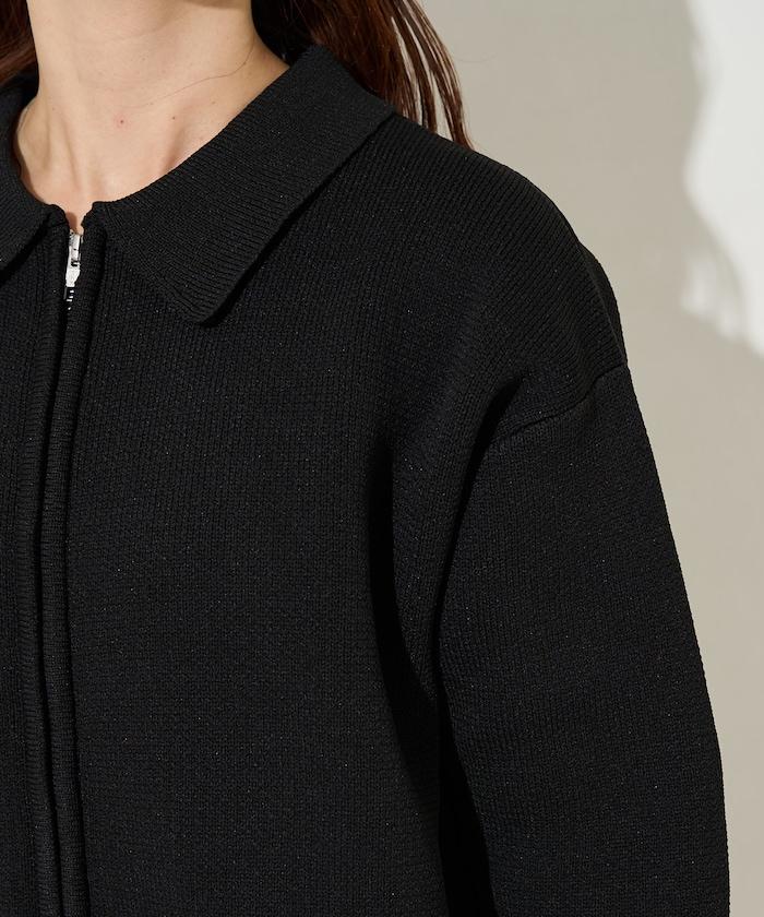 輕量針織翻領雙拉鍊開衫