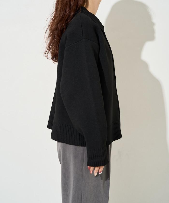 輕量針織翻領雙拉鍊開衫