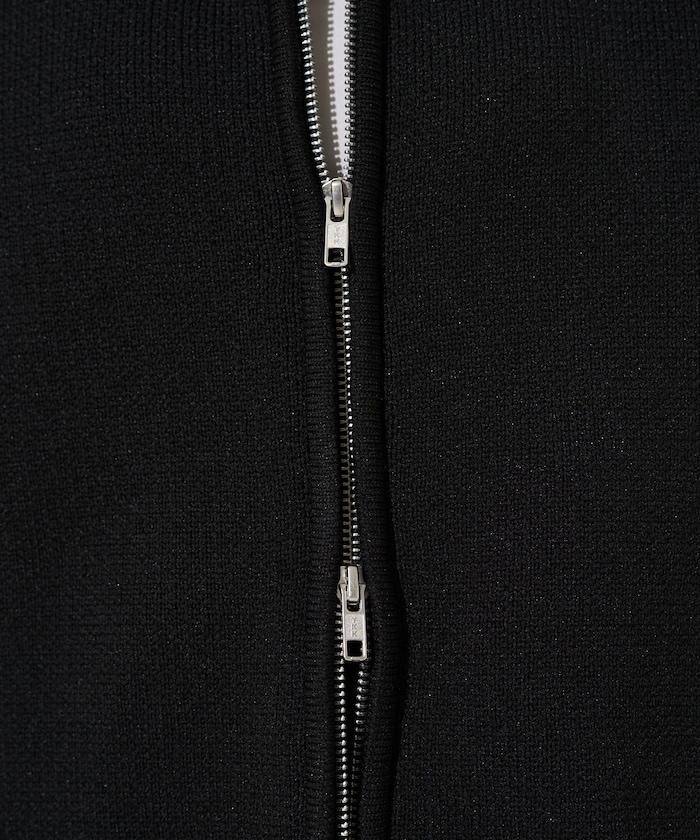 輕量針織翻領雙拉鍊開衫