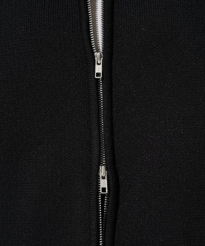 輕量針織翻領雙拉鍊開衫