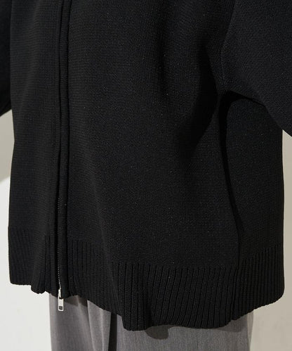 輕量針織翻領雙拉鍊開衫