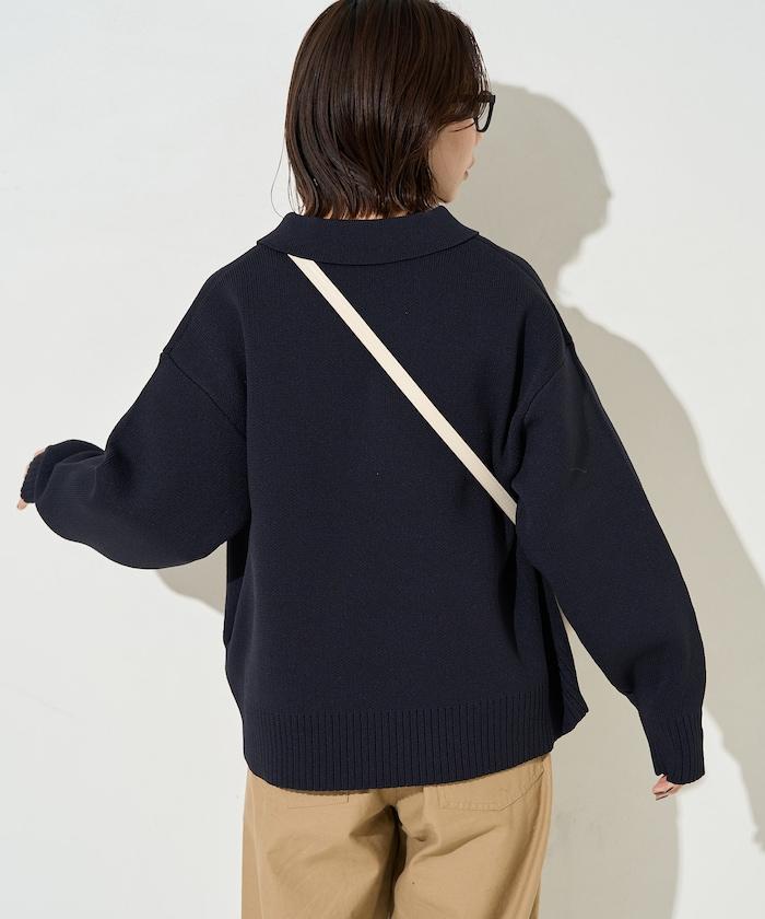 輕量針織翻領雙拉鍊開衫