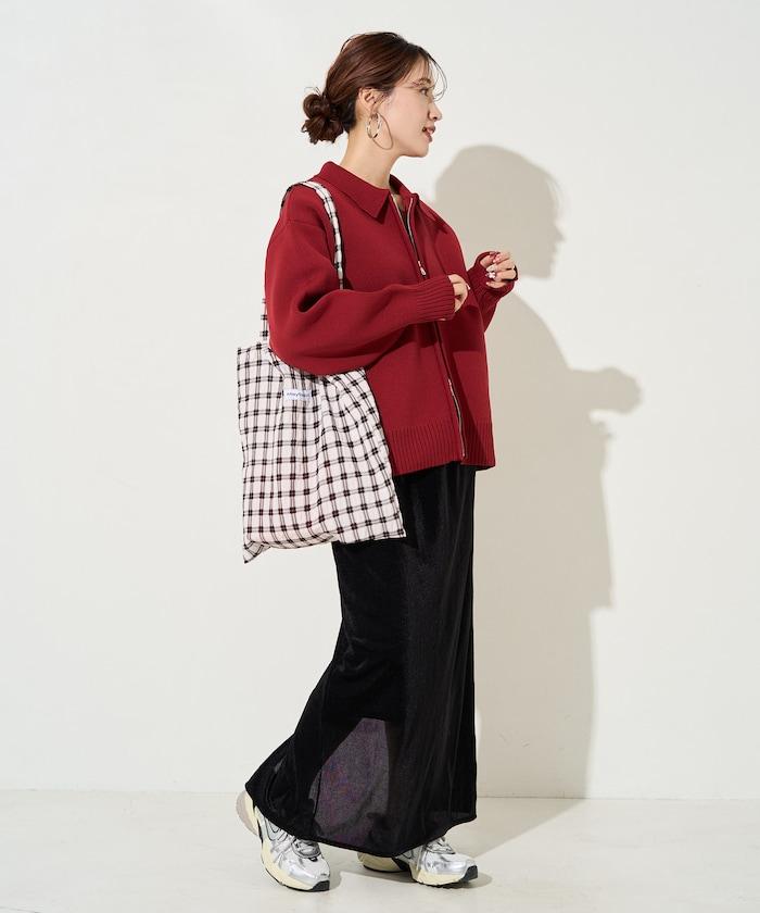 輕量針織翻領雙拉鍊開衫