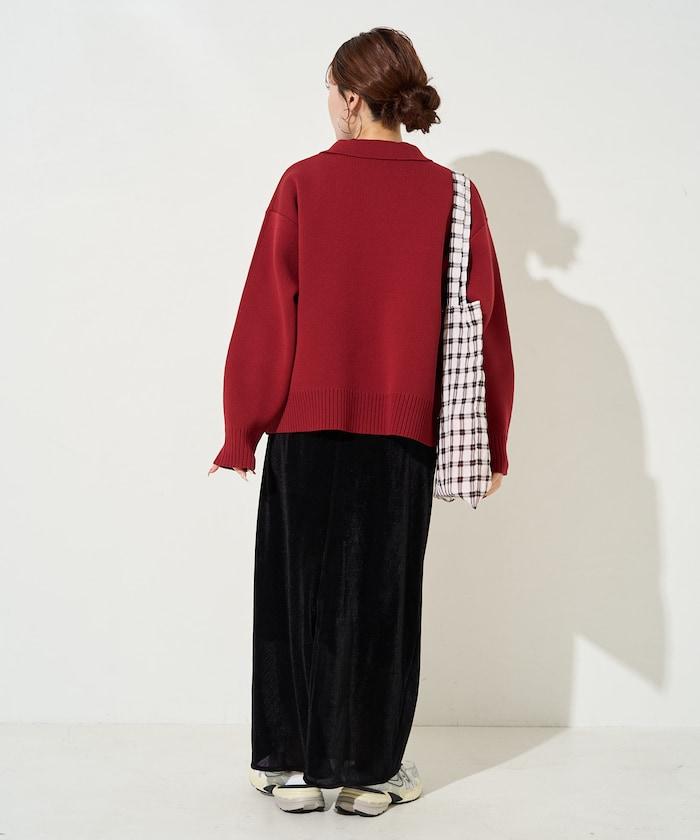 輕量針織翻領雙拉鍊開衫