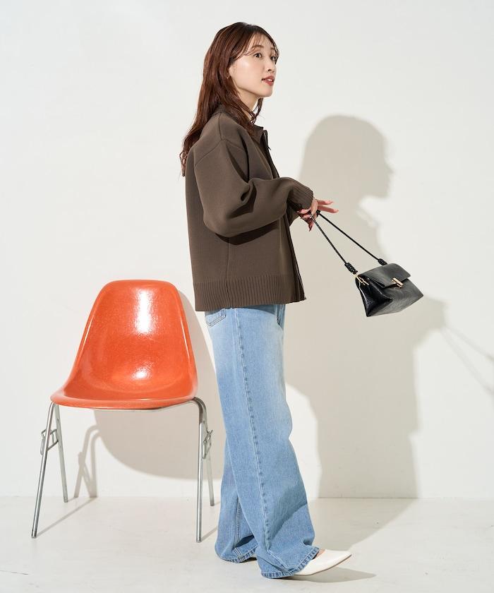 輕量針織翻領雙拉鍊開衫