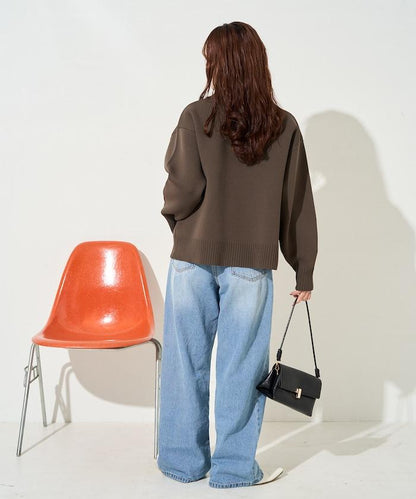 輕量針織翻領雙拉鍊開衫